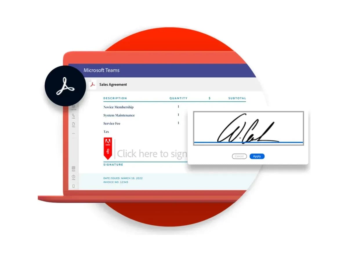 Поле електронного підпису Adobe Acrobat Sign у договорі, відкритому в Microsoft Teams