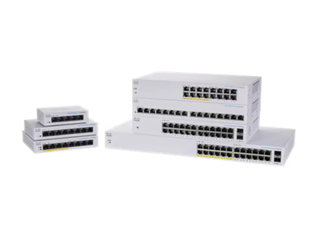 Некеровані настільні та стійкові комутатори Cisco Business 110 Series різних розмірів