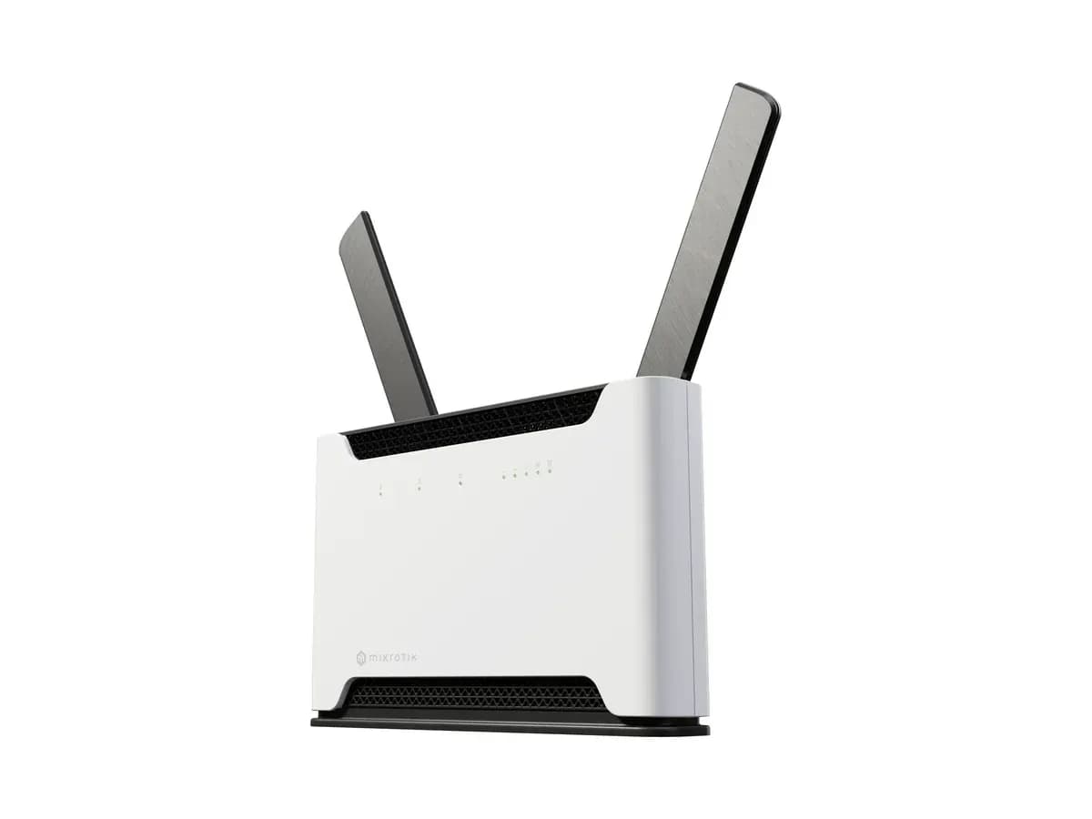 MikroTik Chateau 5G R17 ax mobile network (5G) router with its antennas raised