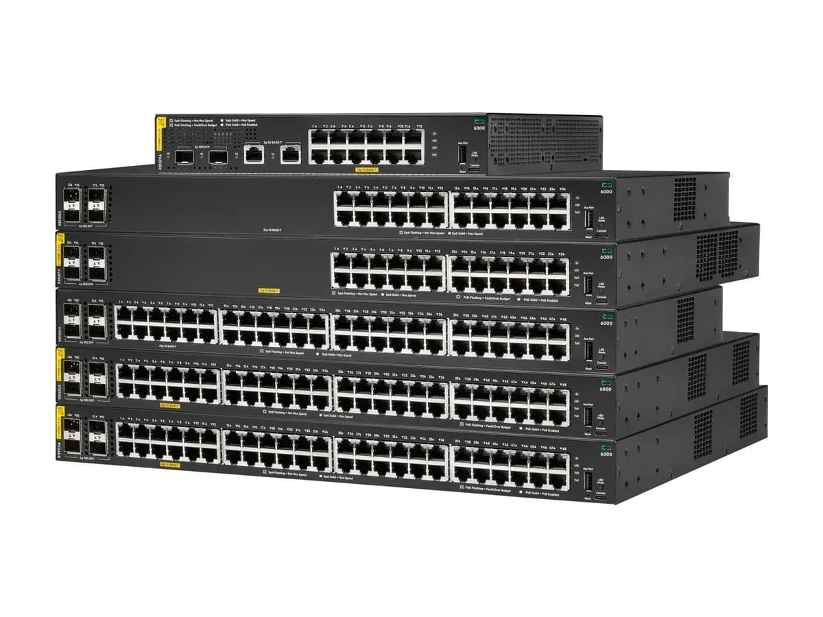 Сімейство керованих PoE-комутаторів HPE Aruba Networking CX 6000, моделі в стосі