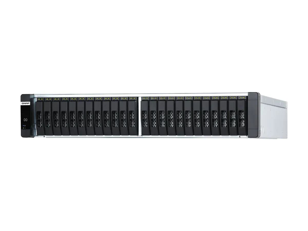Корпоративний стійковий NAS QNAP ES2486dc з двома контролерами, вигляд спереду під кутом праворуч