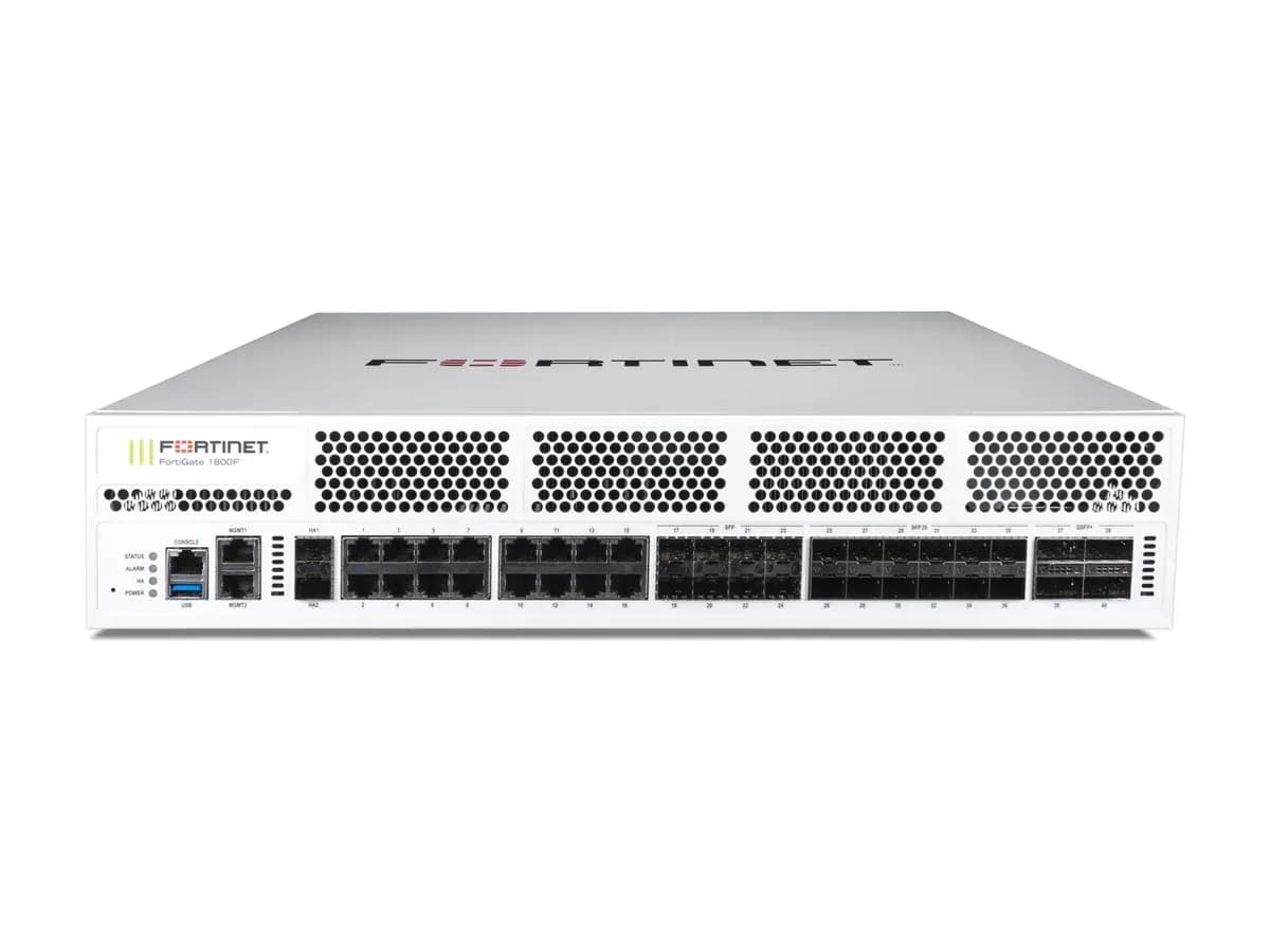 Передня панель і мережеві порти міжмережевого екрана нового покоління Fortinet FortiGate 1800F (NGFW)