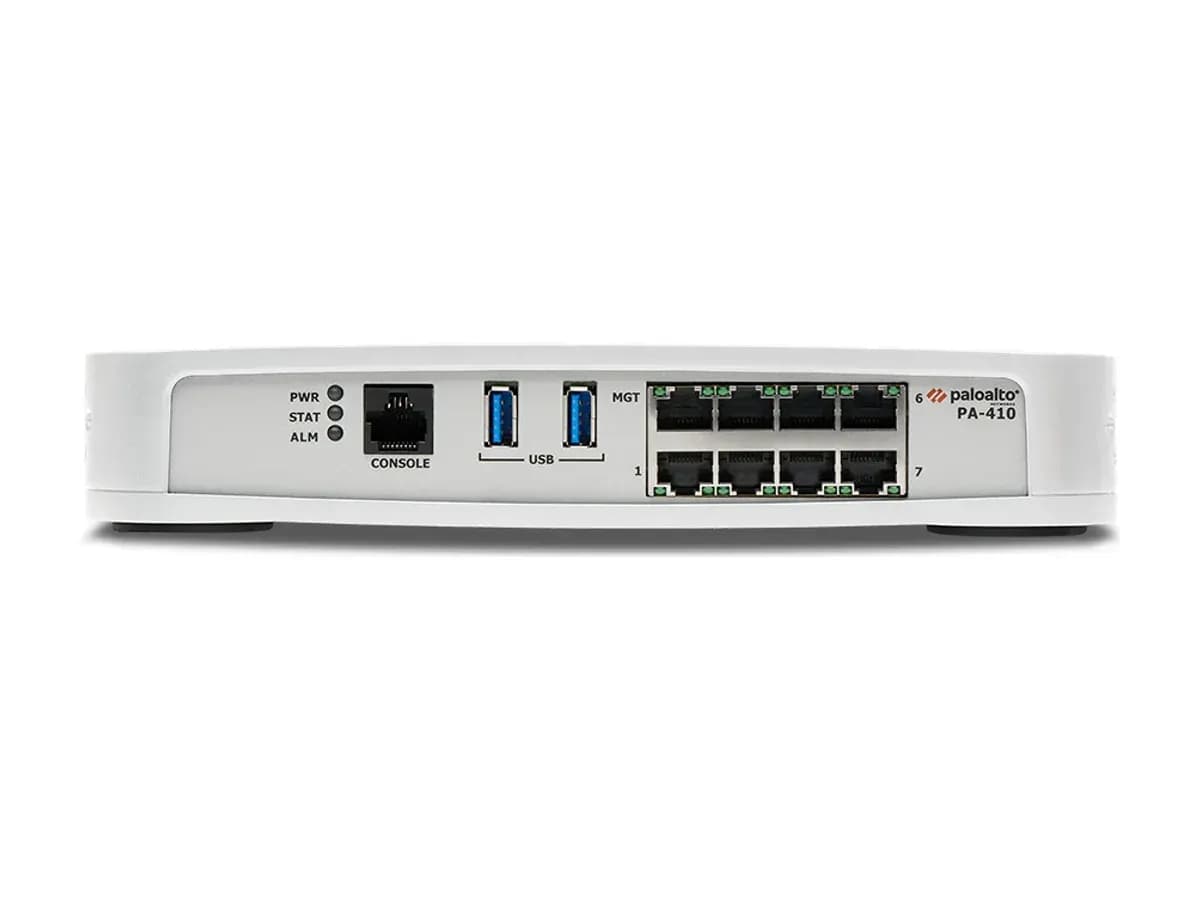 Передня панель і порти Ethernet міжмережевого екрана нового покоління Palo Alto Networks PA-410 (NGFW)