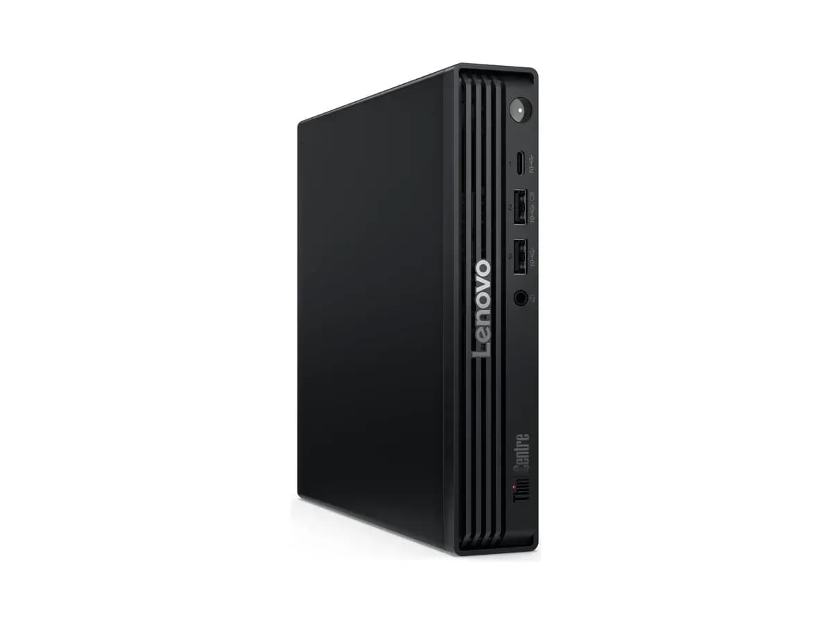 Lenovo ThinkCentre M70q Gen 6 Tiny desktop PC, upright, angled front view