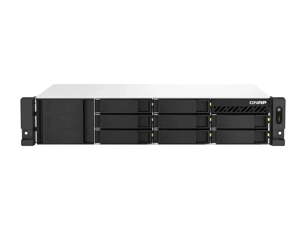Передня панель і відсіки для дисків стійкового NAS QNAP TS-873AeU зі зменшеною глибиною